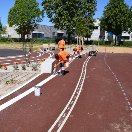 Marquage sol sportif piste athlétisme HELIOS
