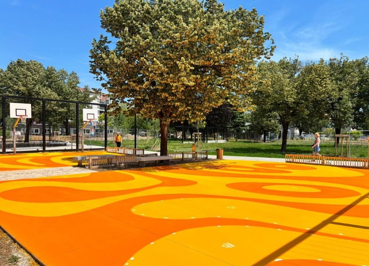 Un terrain réaménagé au parc Barros à Villeurbanne