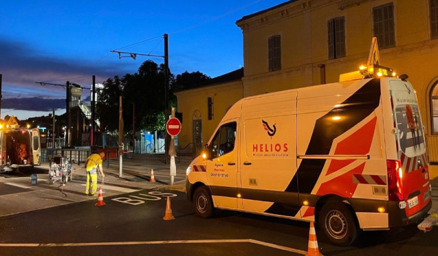 Marquage et d’aménagement urbain sur les voies BHNS.