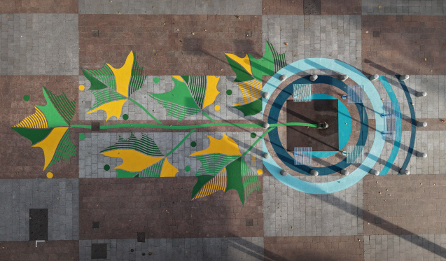 Entreprise de marquage et design actif, fresque colorée