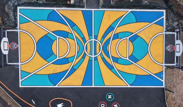 Une rentrée haute en couleur - design actif cour d'école HELOS